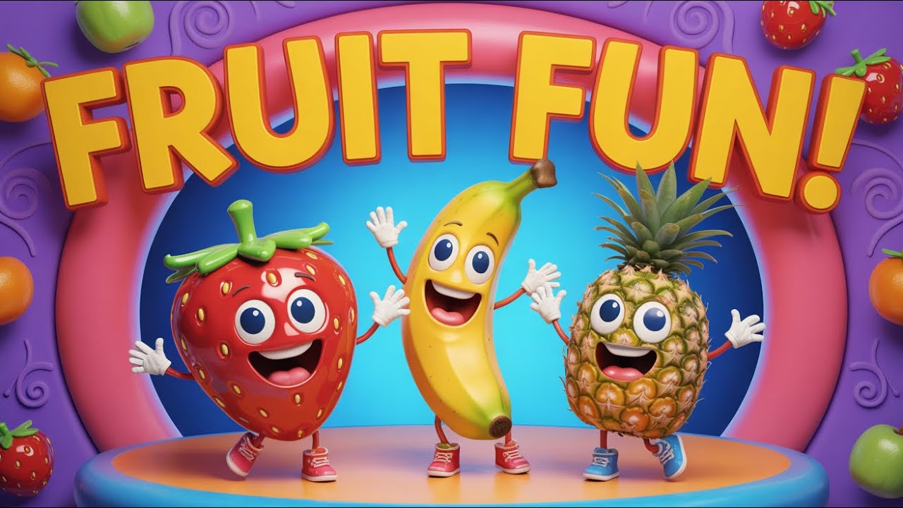 Apple Banana Mango Grapes Orange Song for Children Learn Fruits in English with Fun Music