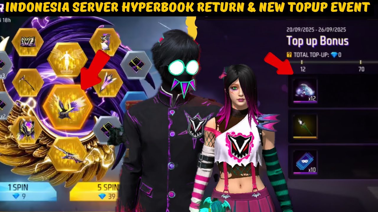 Indonesia server Hyperbook return & next topup event || ff indonesia server new event today 