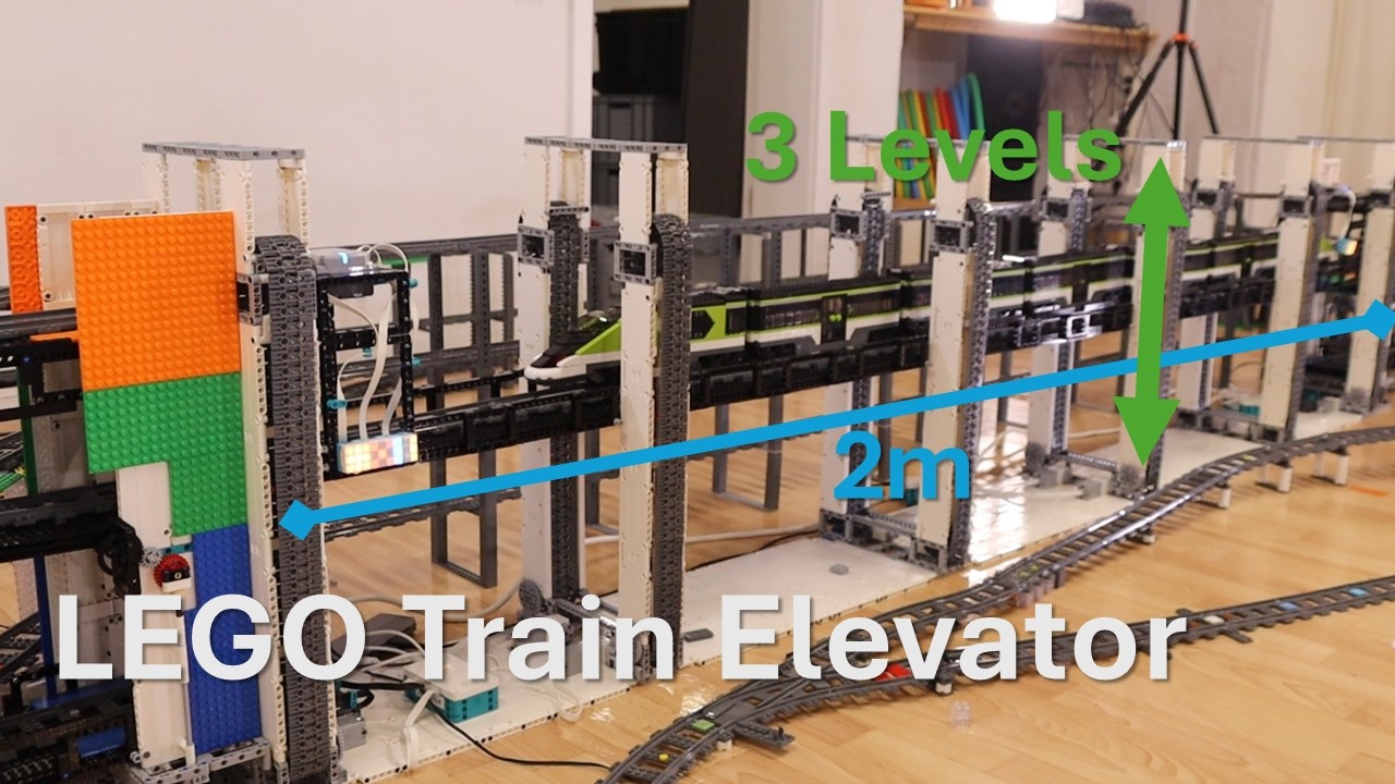 Automated 2 Meter LEGO Train Elevator with 3 Levels | Showcase
