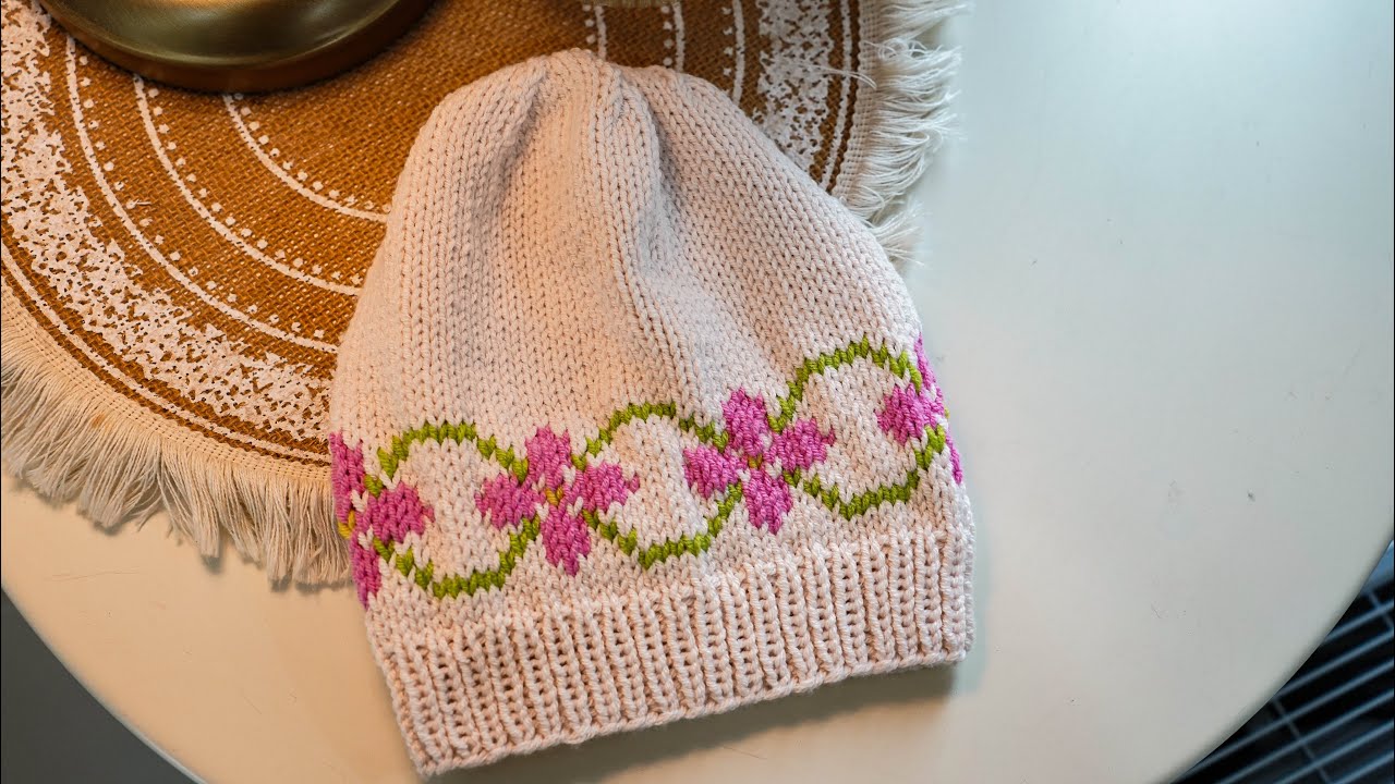 ถักนิตติ้งหมวก | Knit Hat Tutorial | Knit Fair Isle Hat | Knit Flower Hat | Natthitah Handmade 