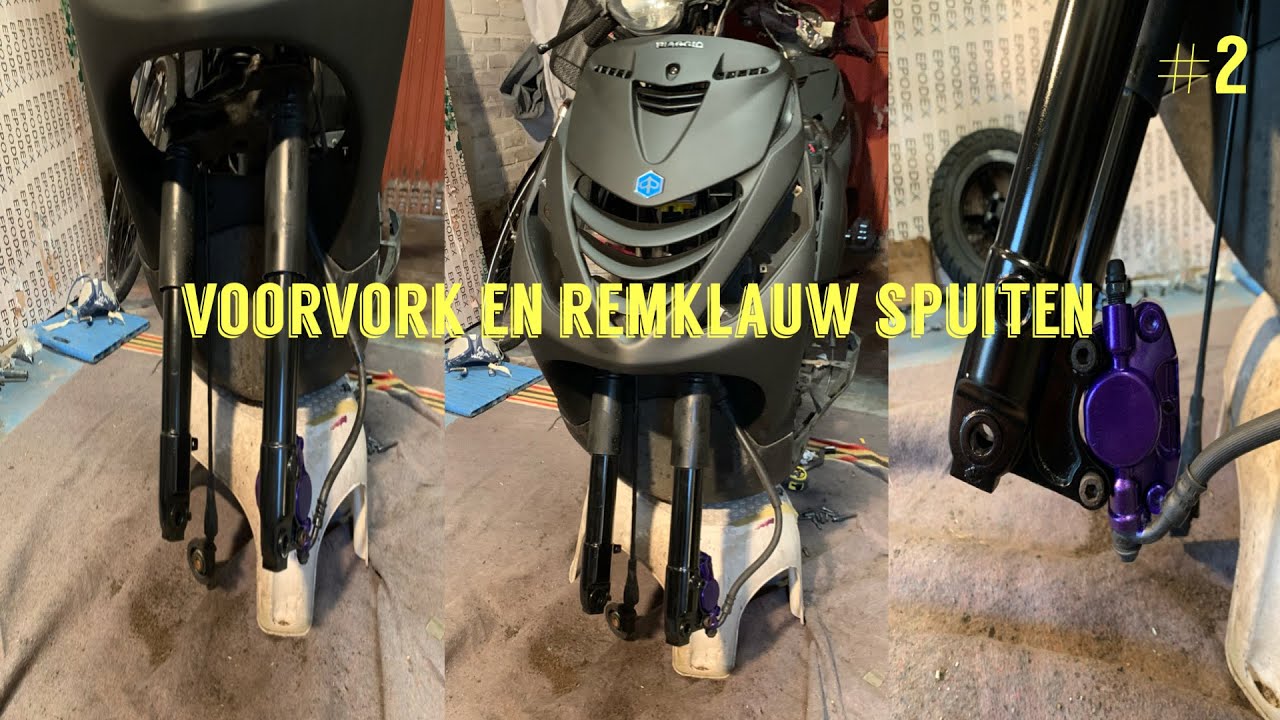 Piaggio zip project #2 voorvork spuiten en remklauw!
