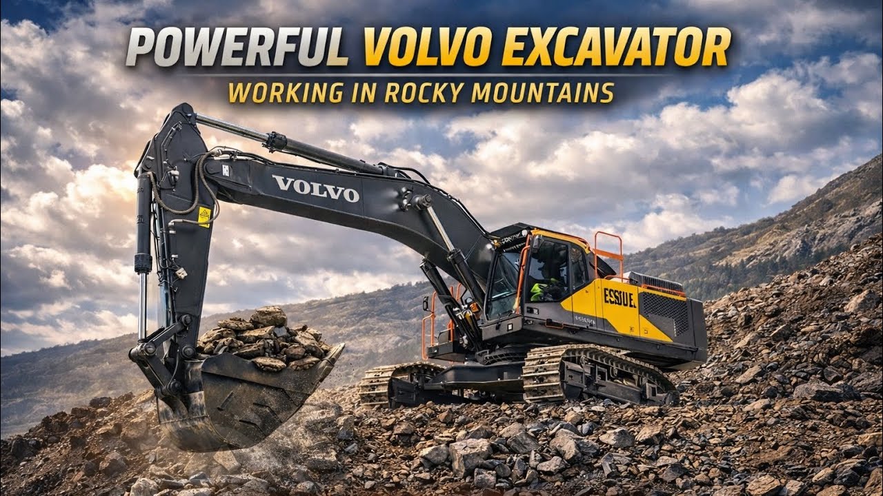 Powerful Volvo Excavator Working in Rocky Mountains | Heavy Equipment Dream Machine