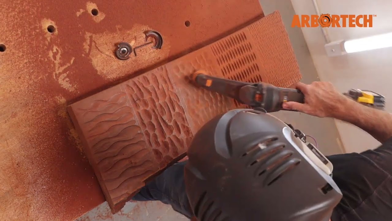 Board Texturing Woodworking with Mini Grinder MG1000 18V from Arbortech Tools