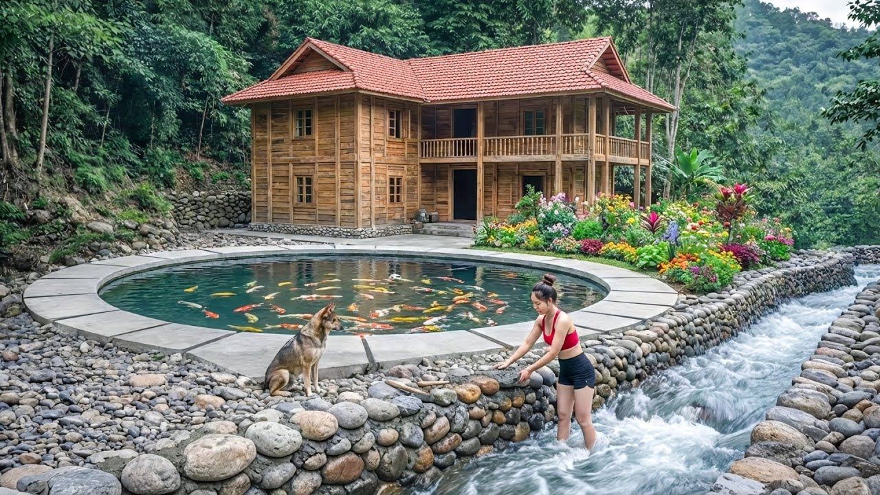 TIMELAPSE - Build a Bank, Build a Fish Pond, Build a New Field | Live 200 Days in The Forest