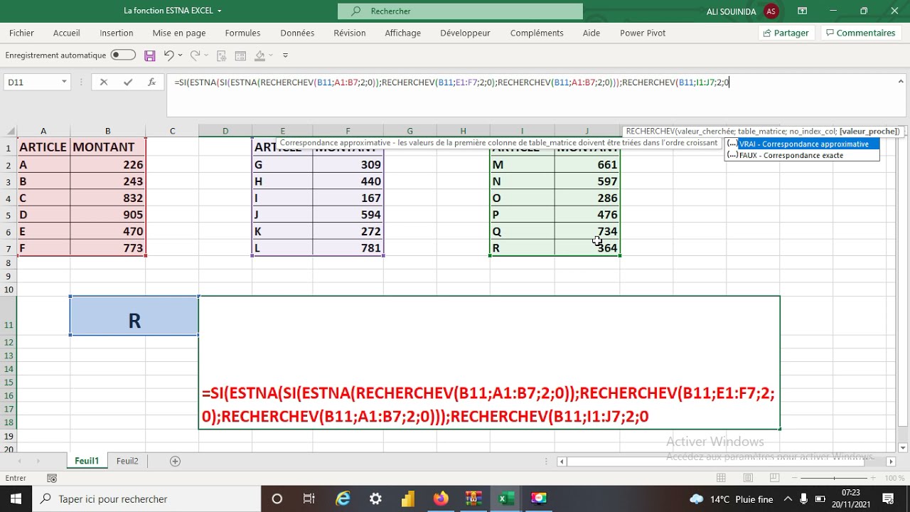 La fonction ESTNA EXCEL