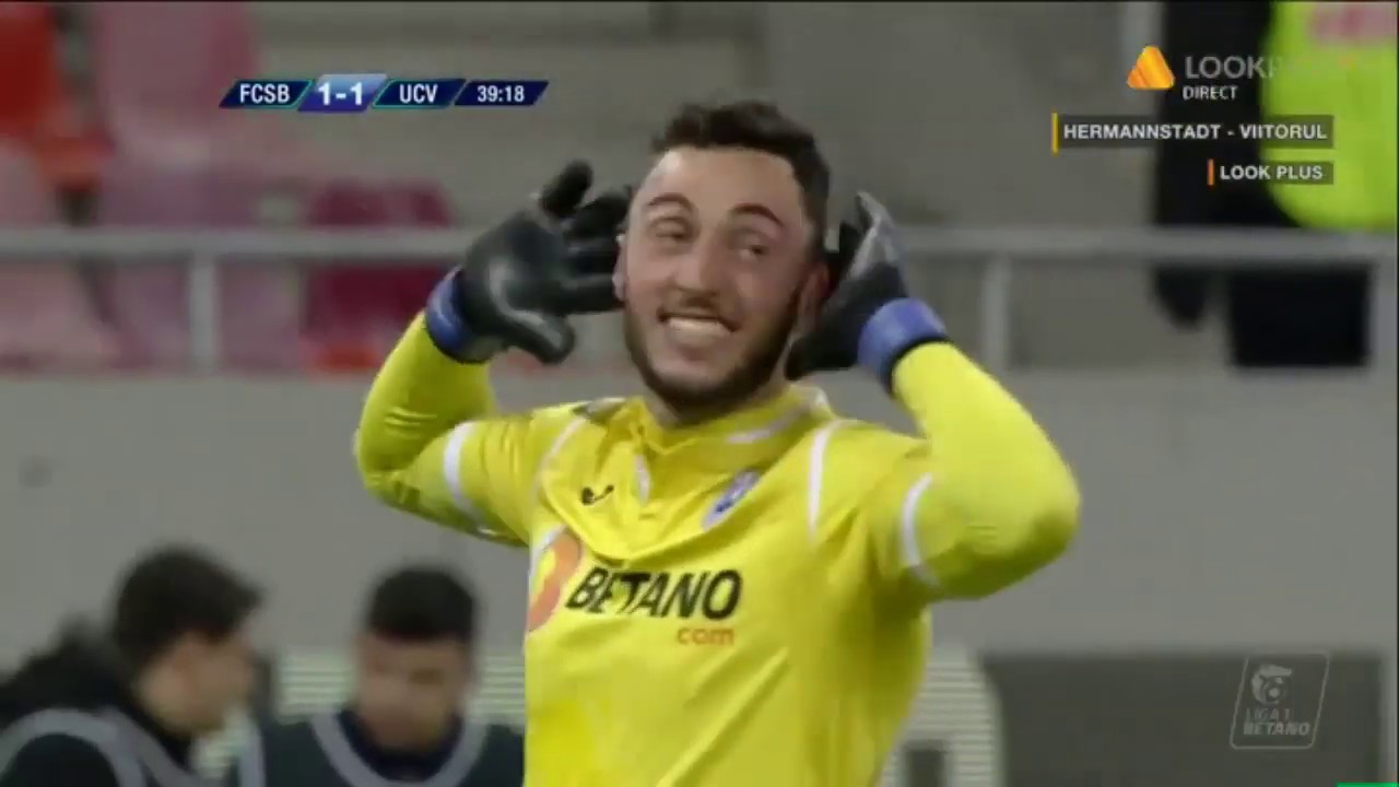 FCSB - U Craiova 1-1, gol marcat de portarul Pigliacelli din penalty (min 39)!