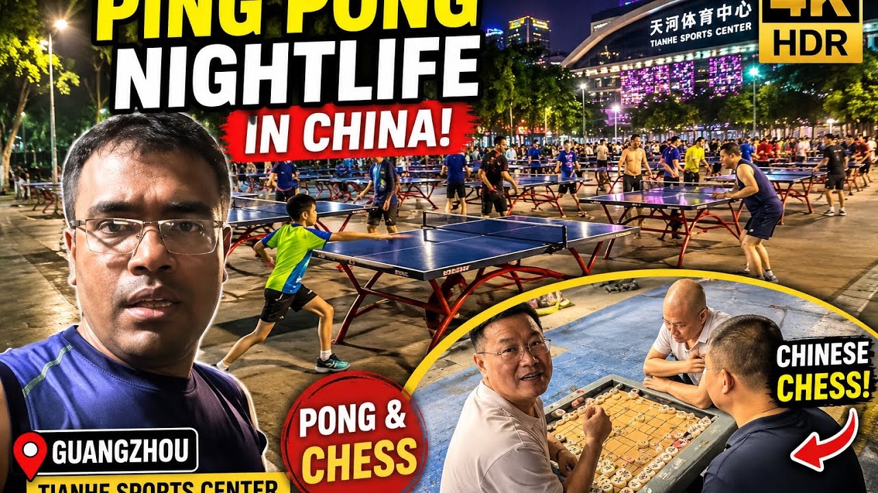 INSANE Nightlife in China! 🏓 Tianhe Sports Center Ping Pong & Street Games | Guangzhou 4K HDR