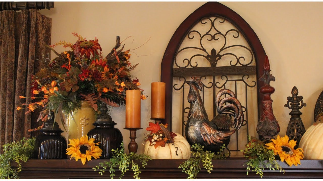 FALL HOME TOUR 2019 - FAMILY ROOM FALL DECOR - FALL MANTEL DECORATING - TUSCAN DECOR