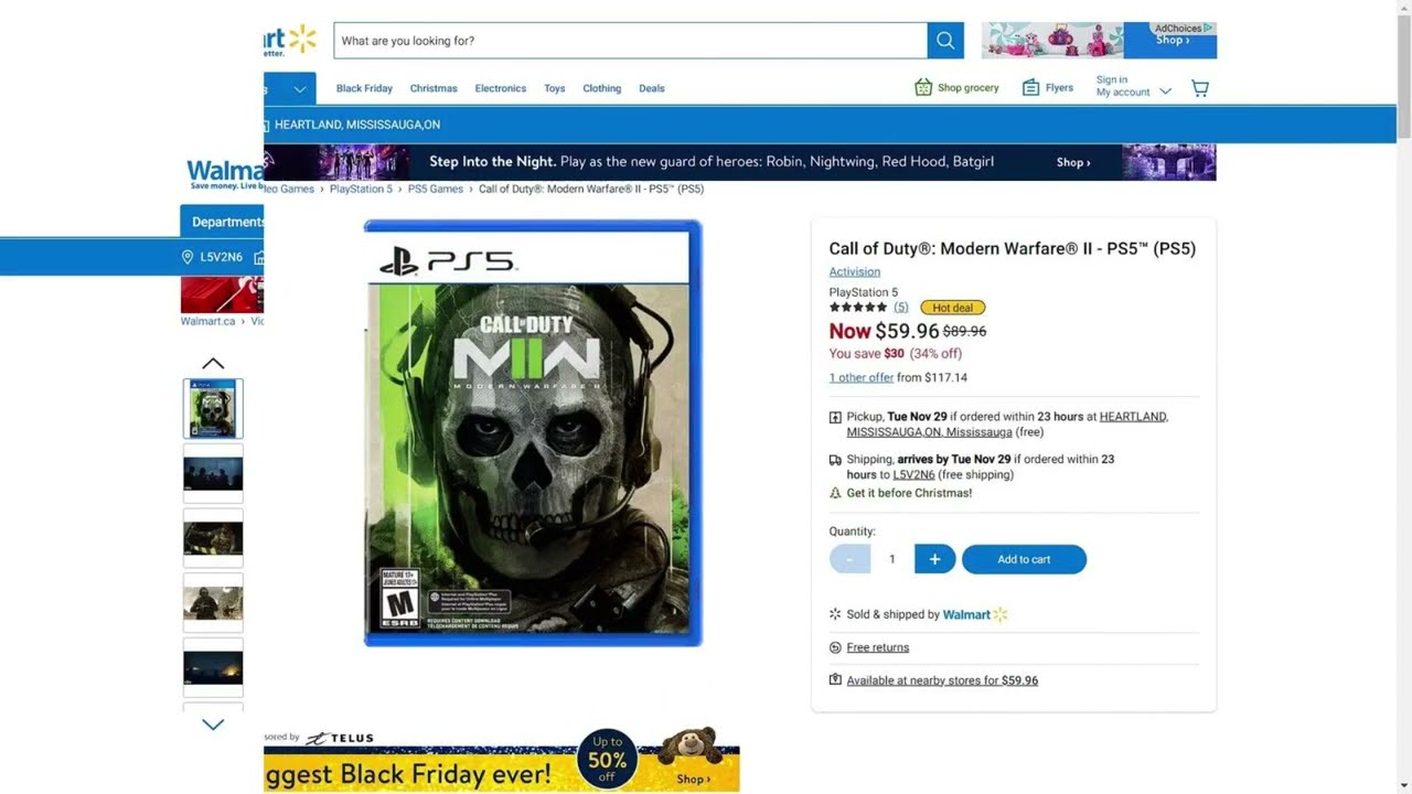 Walmart Black Friday Sale Call of duty Modern Warfare PS4, PS5 AND XBOX