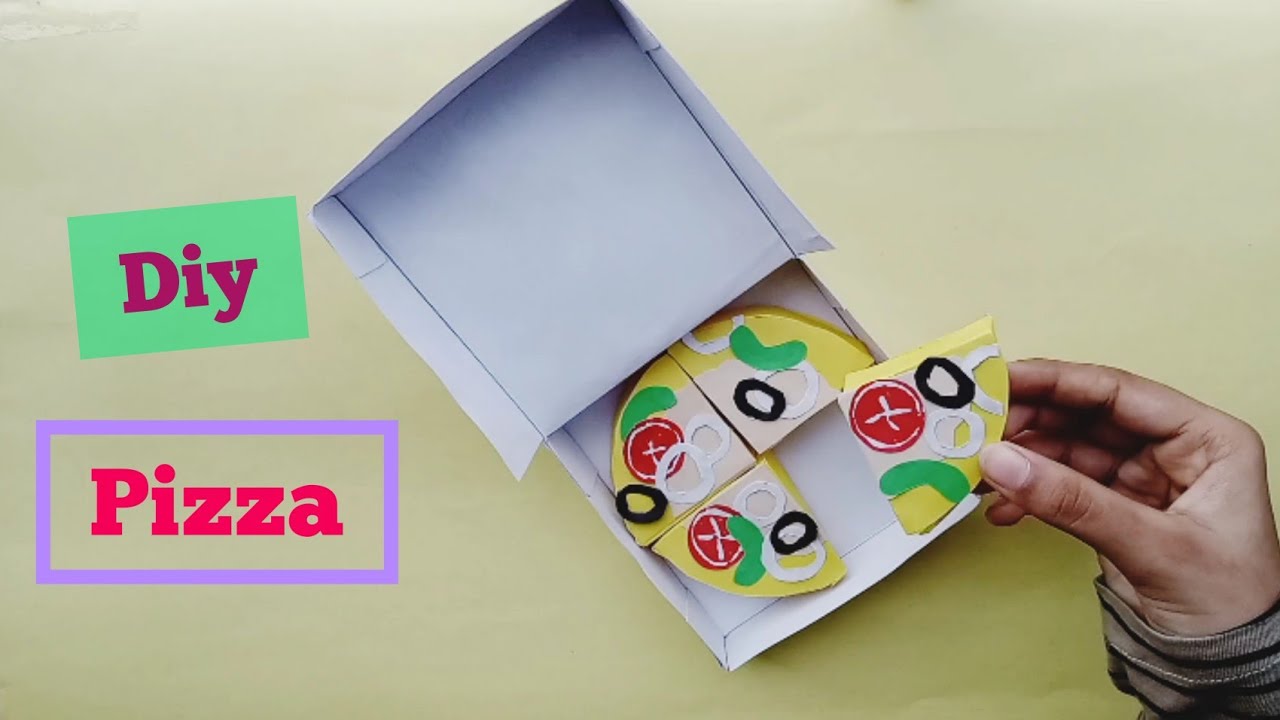How to make paper pizza with pizza box/Diy paper pizza /origami paper pizza/Easy paper craft