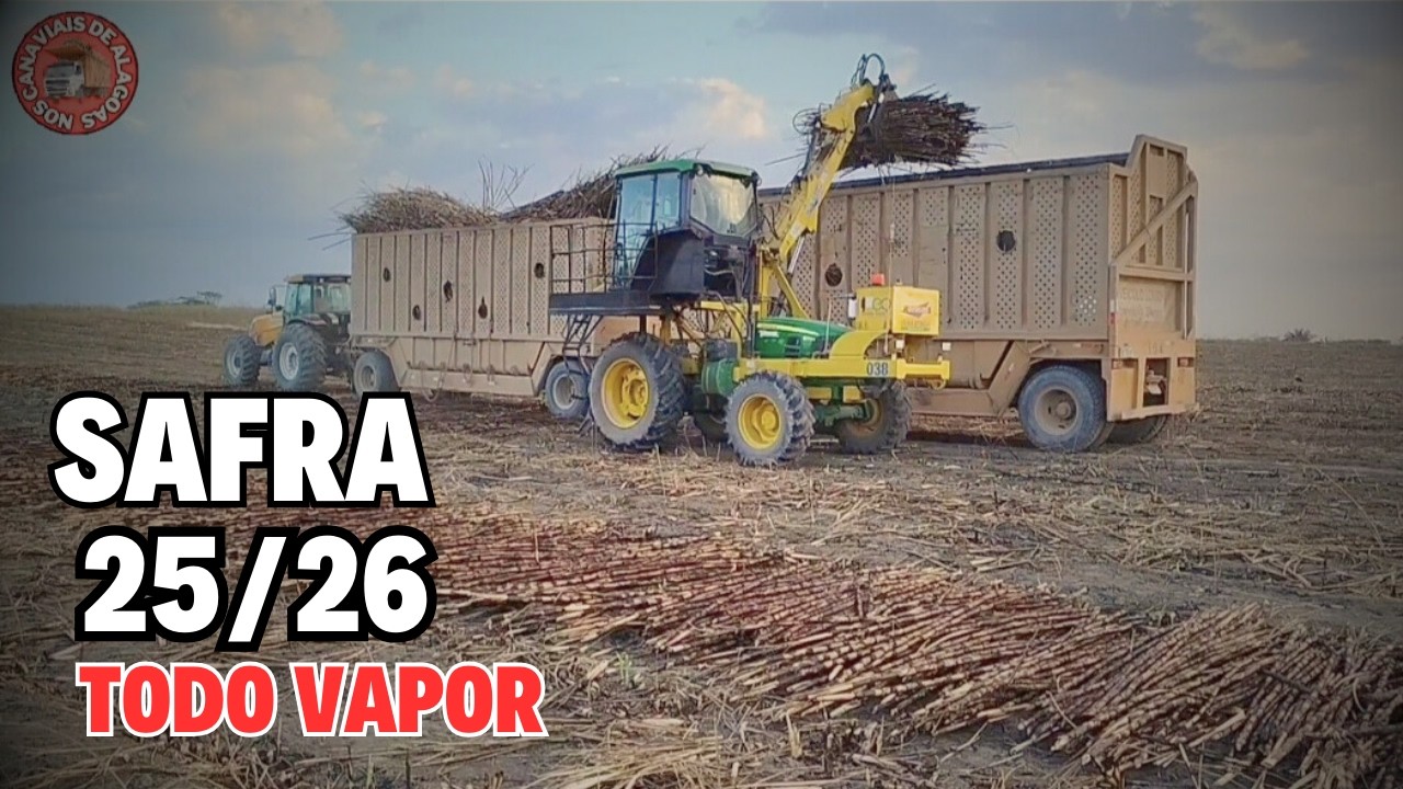 Carregando dois Reboque na cana inteira safra 25/26