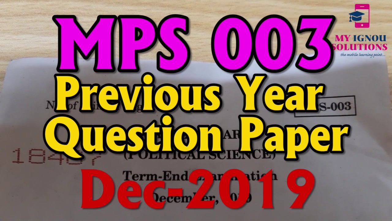MPS 003 Previous Year Question Paper Dec 2019 | IGNOU  | Solved Paper