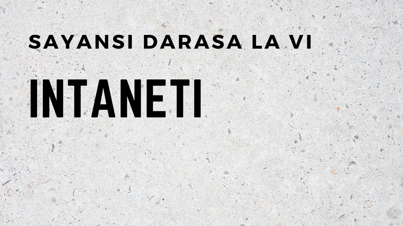 SAYANSI DARASA LA VI  INTANETI  1 YA 2