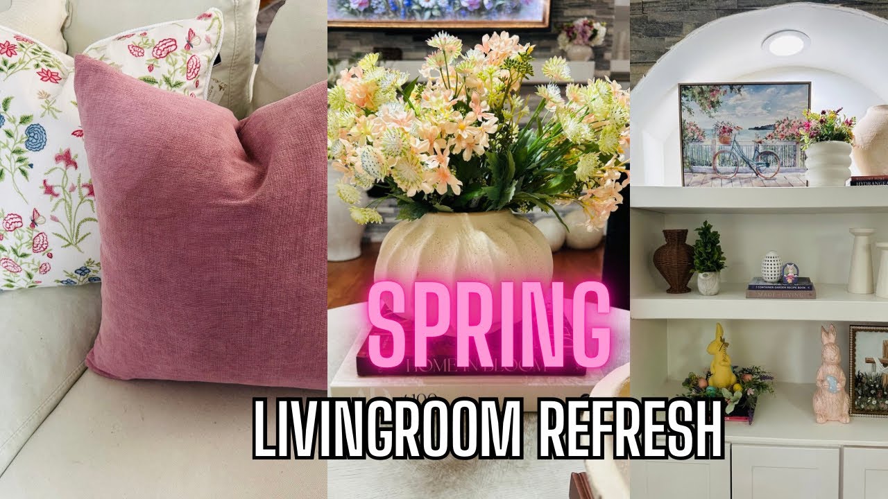 SPRING LIVING ROOM 2025 | Shelf Styling Inspo | Spring Decorating Ideas