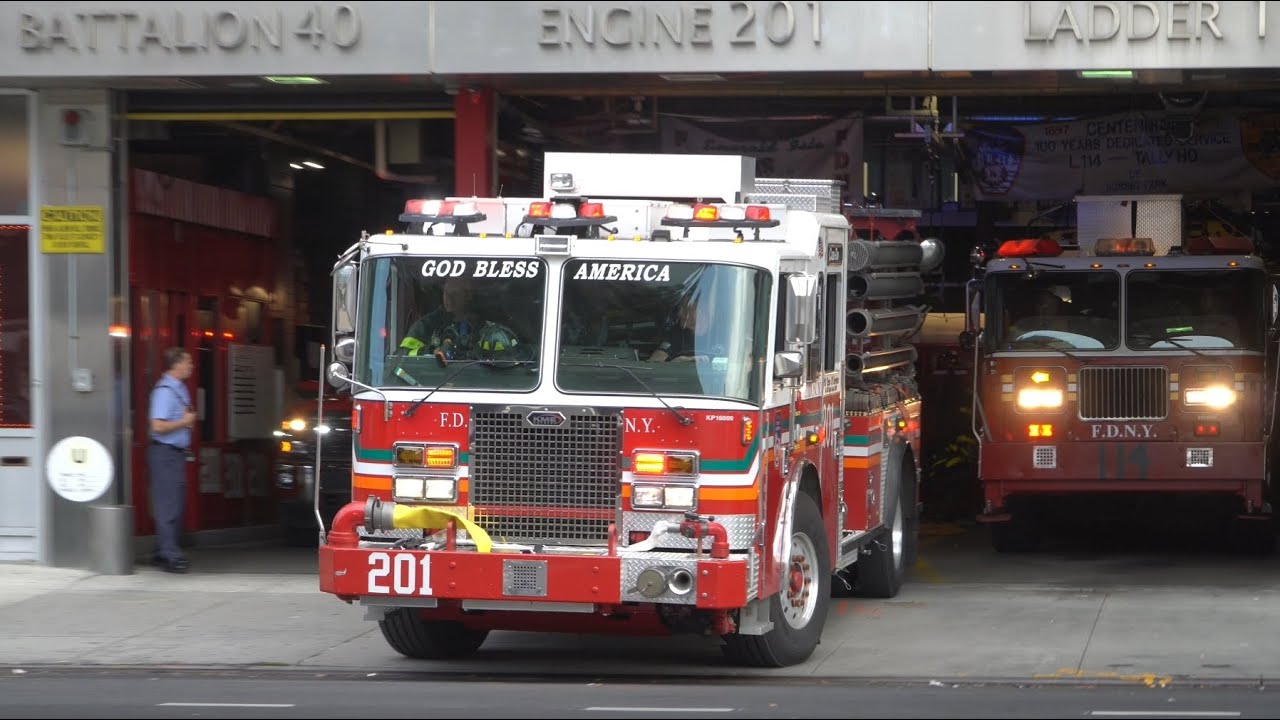 FDNY FULL HOUSE RUN Ladder 114 & Engine 201 Respond to Reported Fire!