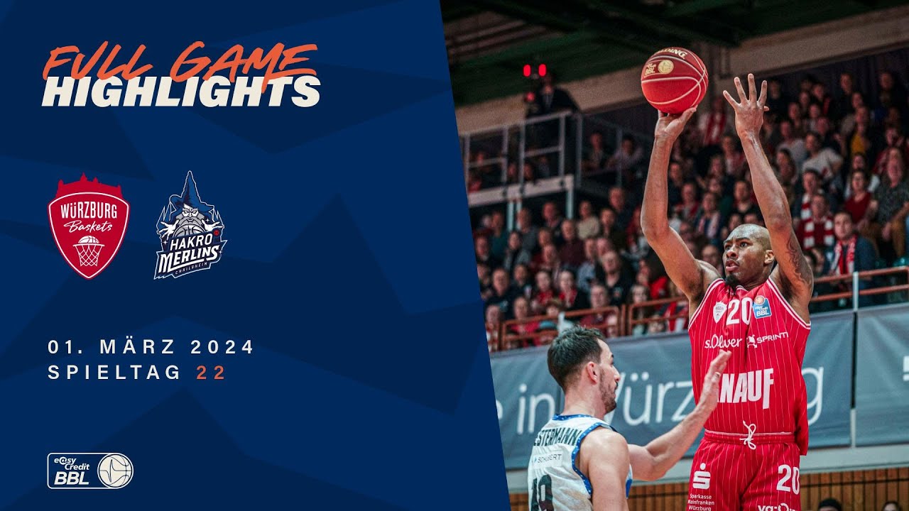 Würzburg Baskets vs. HAKRO Merlins Crailsheim - Full Game Highlights - Spieltag 22, Saison 23/24