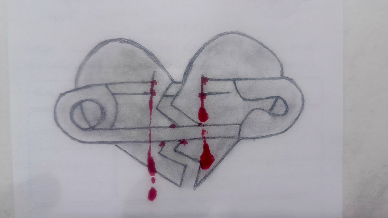 Broken heart sad drawing easy 3d sketch drow art pencil....