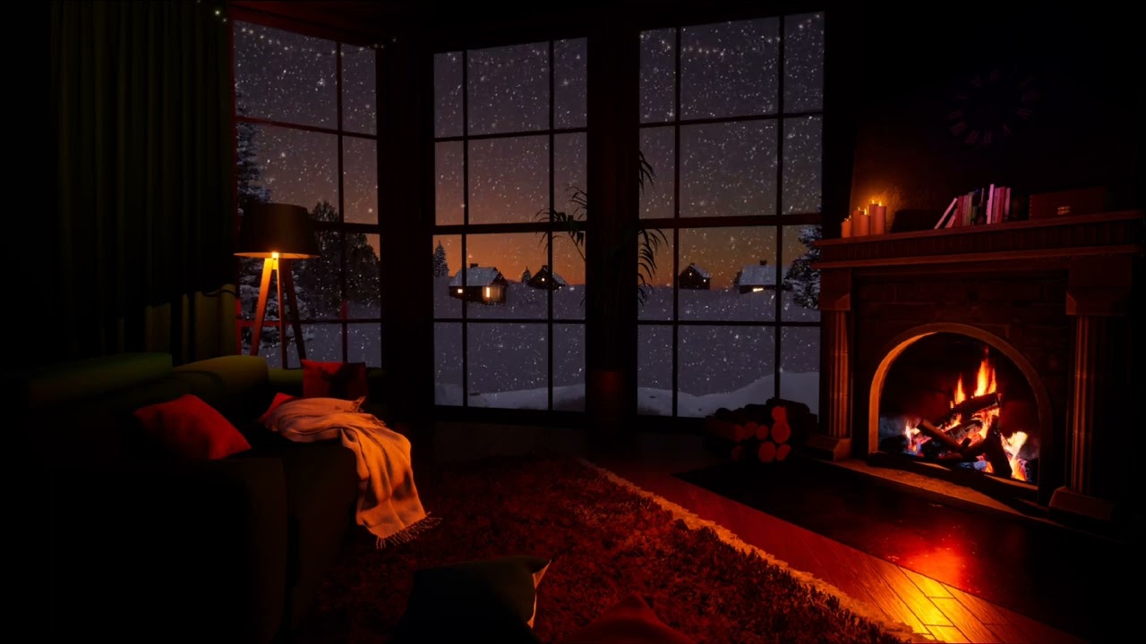 Snowy Cabin Bliss | Cozy Fireplace & Serene White Noise!!