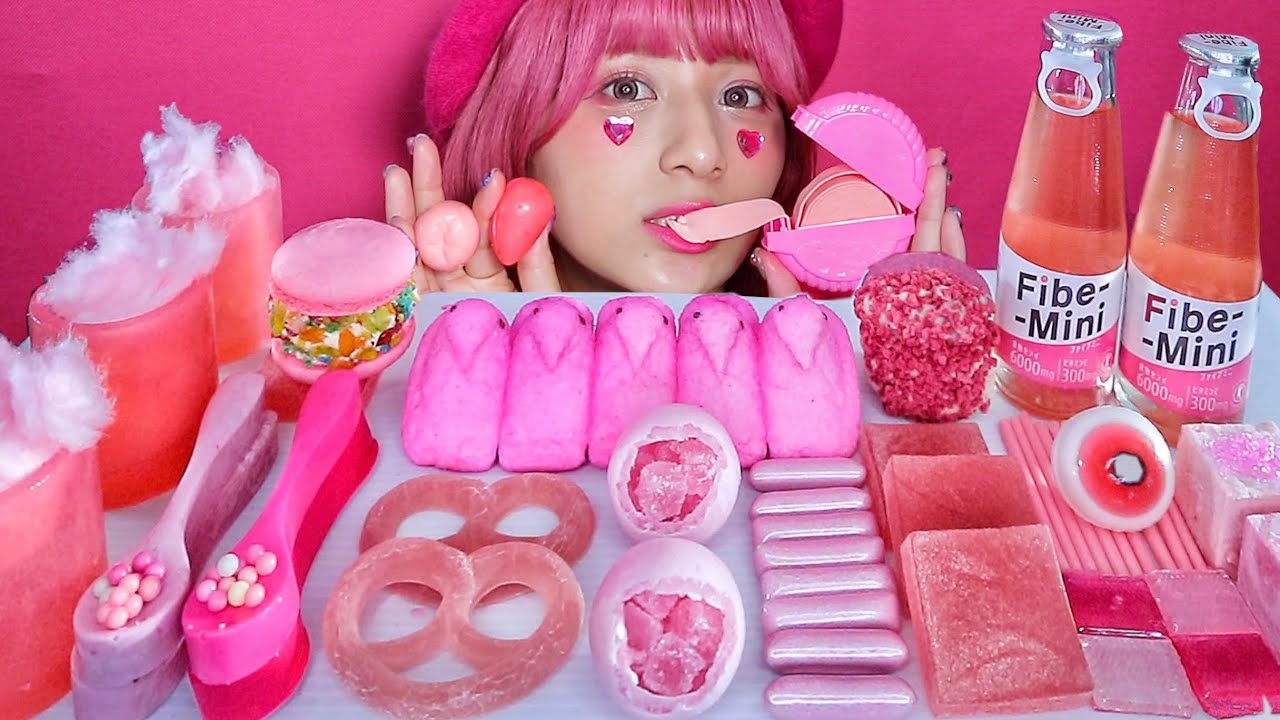 【ASMR】ピンクを食べる🎀🌺🍑🍧💝