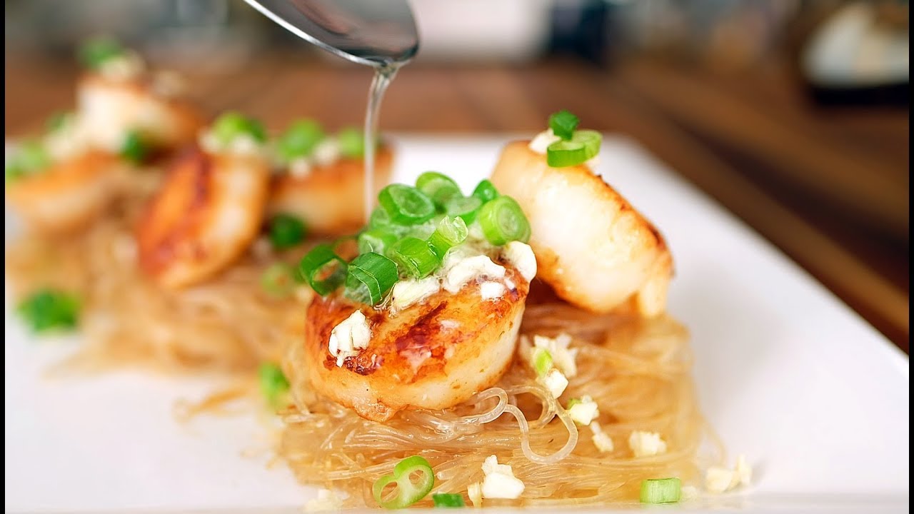 蒜蓉扇貝炒粉絲 Garlic Fried Noodles & Jumbo Scallops - ASMR Sizzles