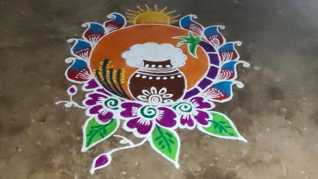 பொங்கல் பானை கோலம்,😍 #rangoli#pongal#pongalspecialpookolam#potrangoli#easykolam#sankarathi#muggulu#