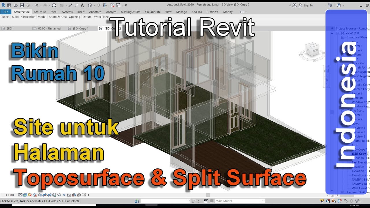 REVIT BIKIN RUMAH 10 – Mengerjakan site dengan Toposurface dan Split Surface