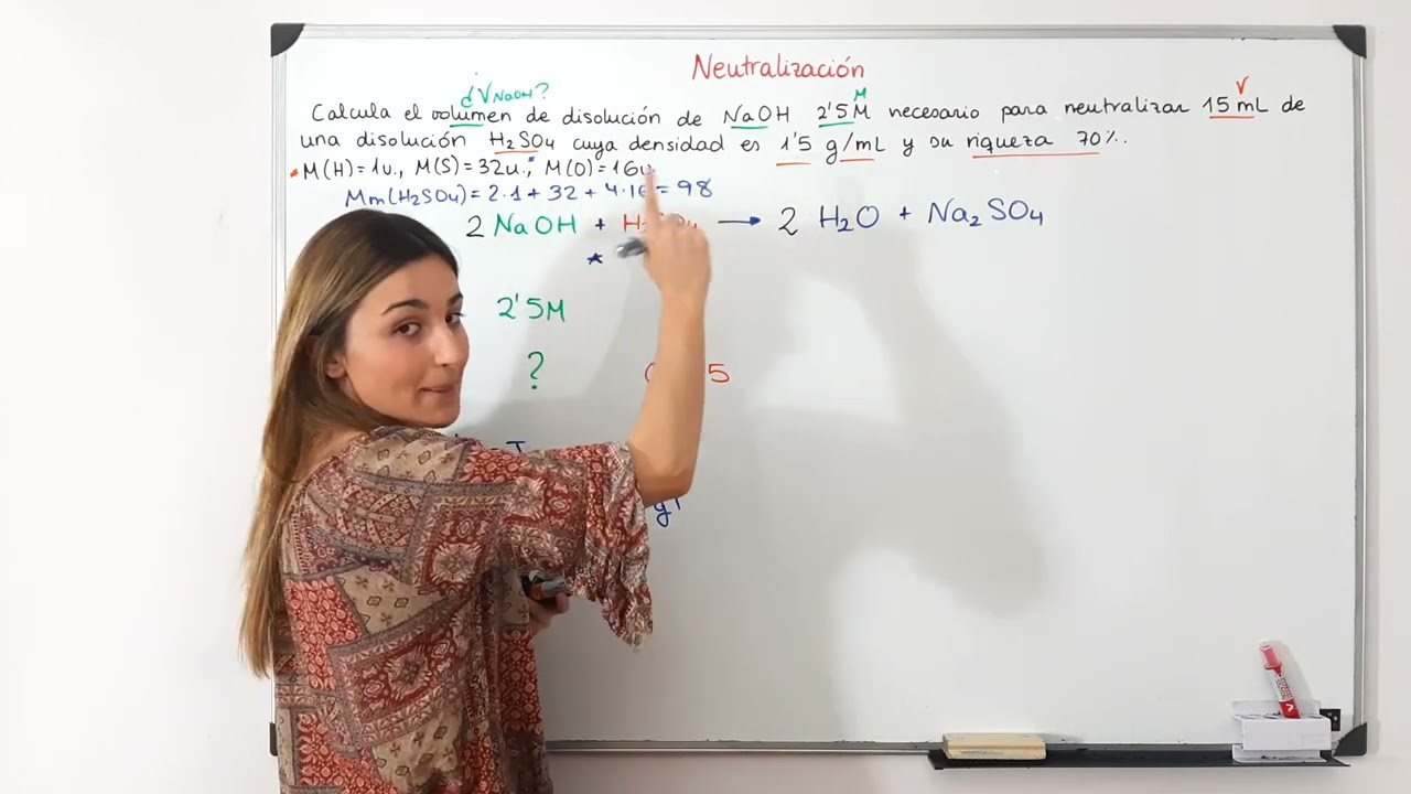 Neutralización: cálculo de V de la base de una valoración (ejercicio)