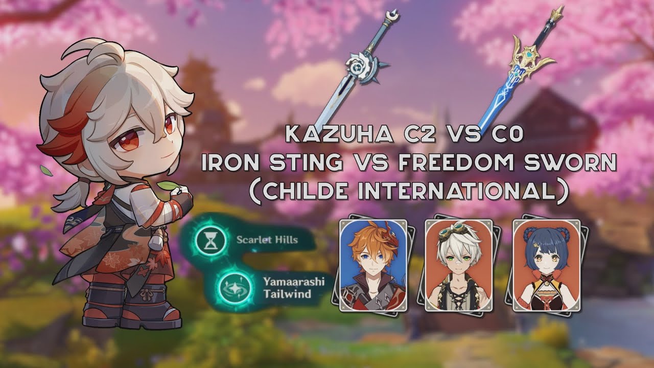 Kazuha C0 vs C2, Iron Sting vs Freedom Sworn (Childe International)
