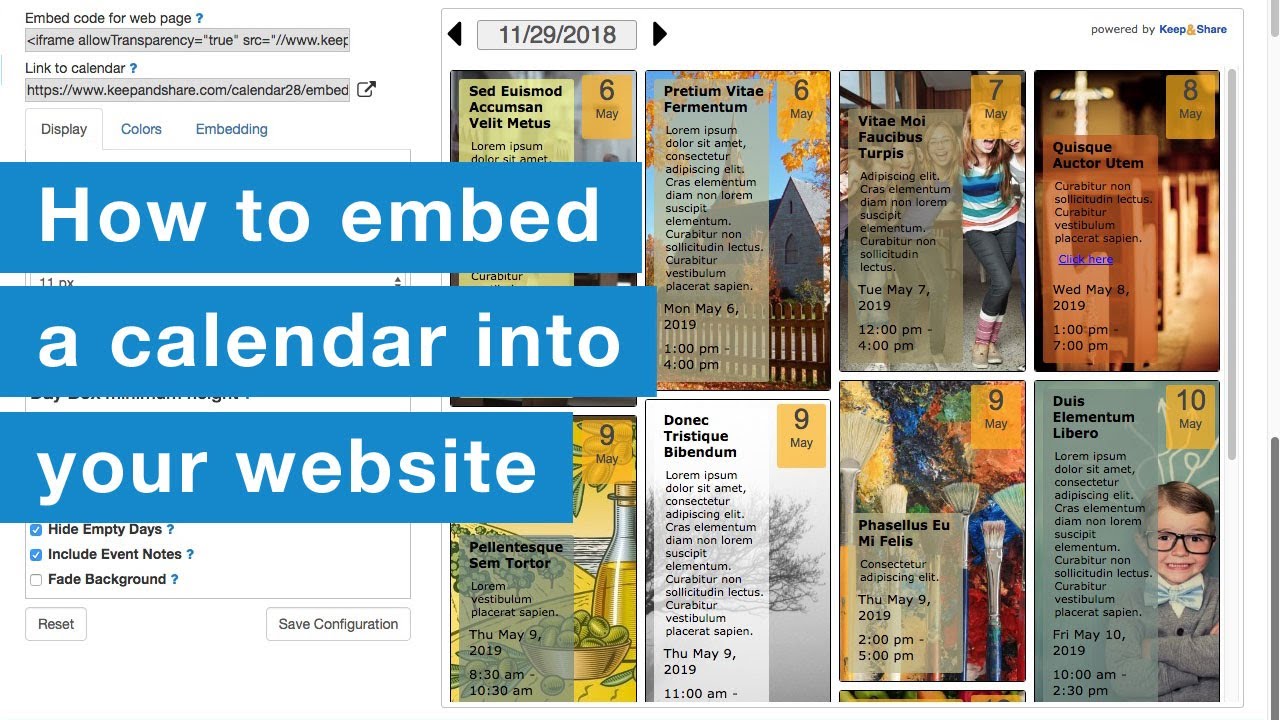 How to embed a calendar in your website