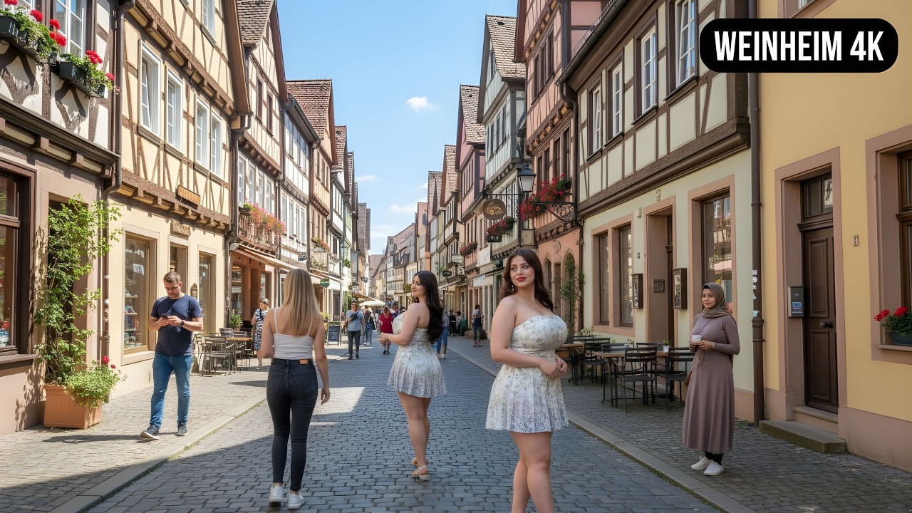 Weinheim Germany Walking Tour 4K 🇩🇪 | Beautiful Old Town & Real Street Life