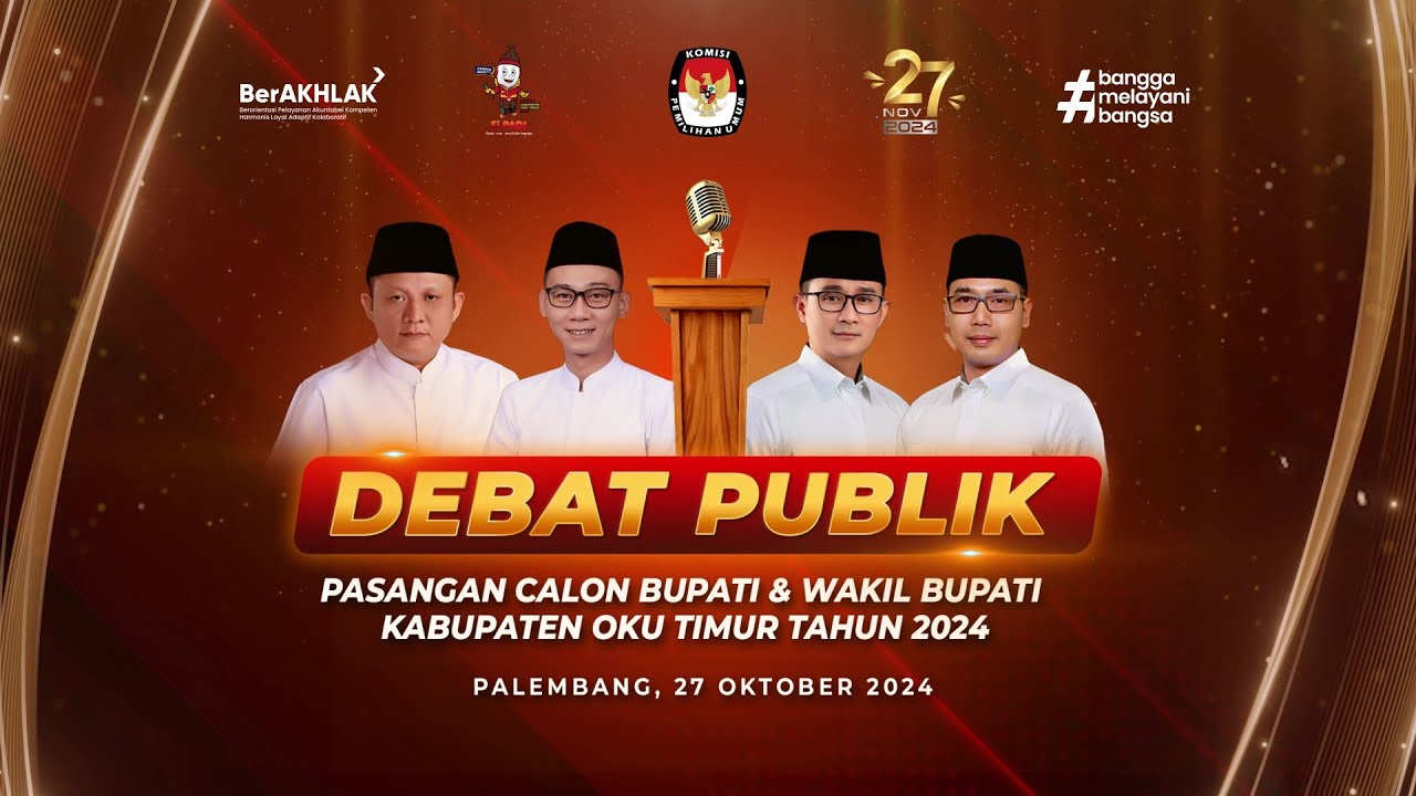 🔴 LIVE STREAMING - DEBAT PUBLIK CALON BUPATI DAN WAKIL BUPATI KABUPATEN OKU TIMUR 2024