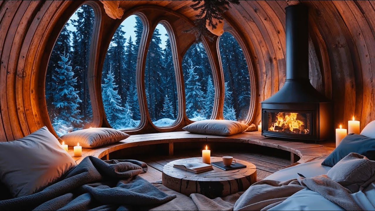 Cozy Cabin Fireplace ❄️ Relaxing Winter Ambience | 11 Hours Live