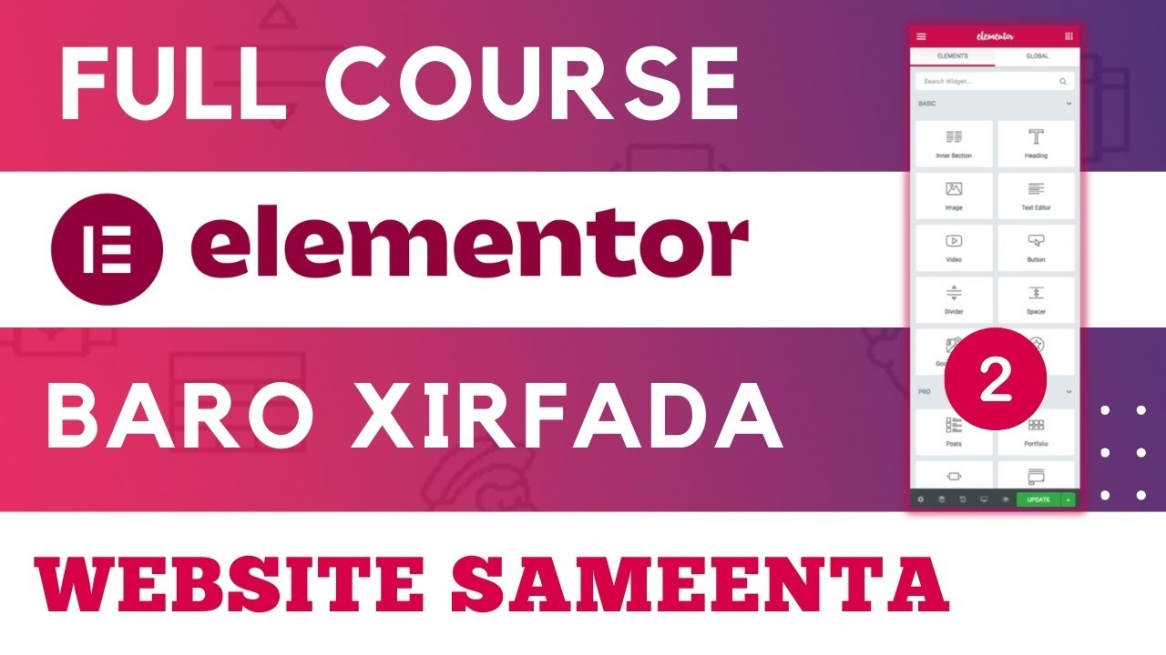 Baro xirfada Website Sameenta Dhis Website walba jeceshahay | Wordpress Elementor Part 2
