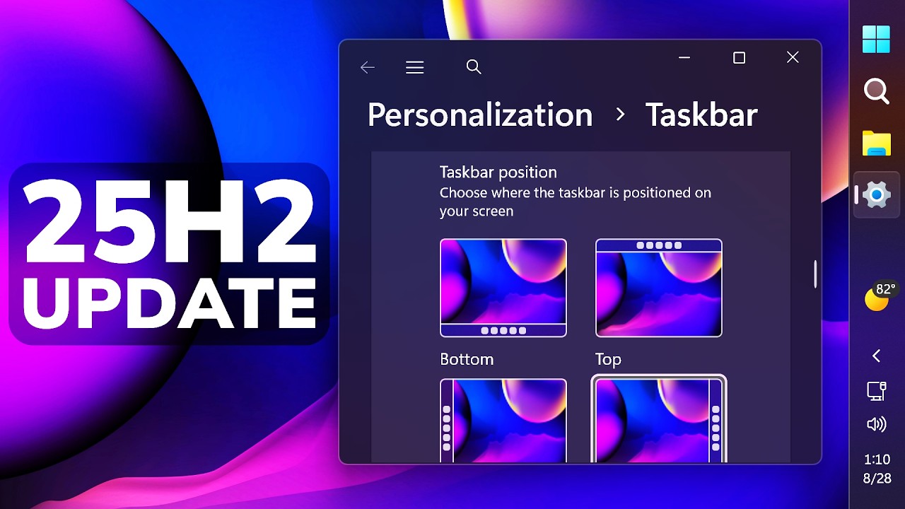 Крупнейшее обновление Windows 11 25H2 Лето 2026 в основном релизе &ndash; Новая панель задач, Пуск, Пои...