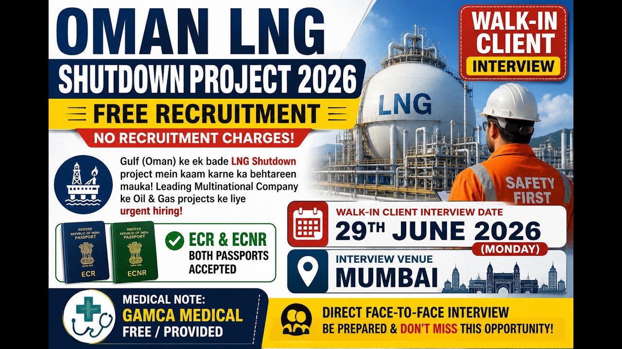 Oman LNG Mega Shutdown 2026 🇴🇲 | Free Recruitment | Walk-In Interview in Mumbai | #andt #ndt