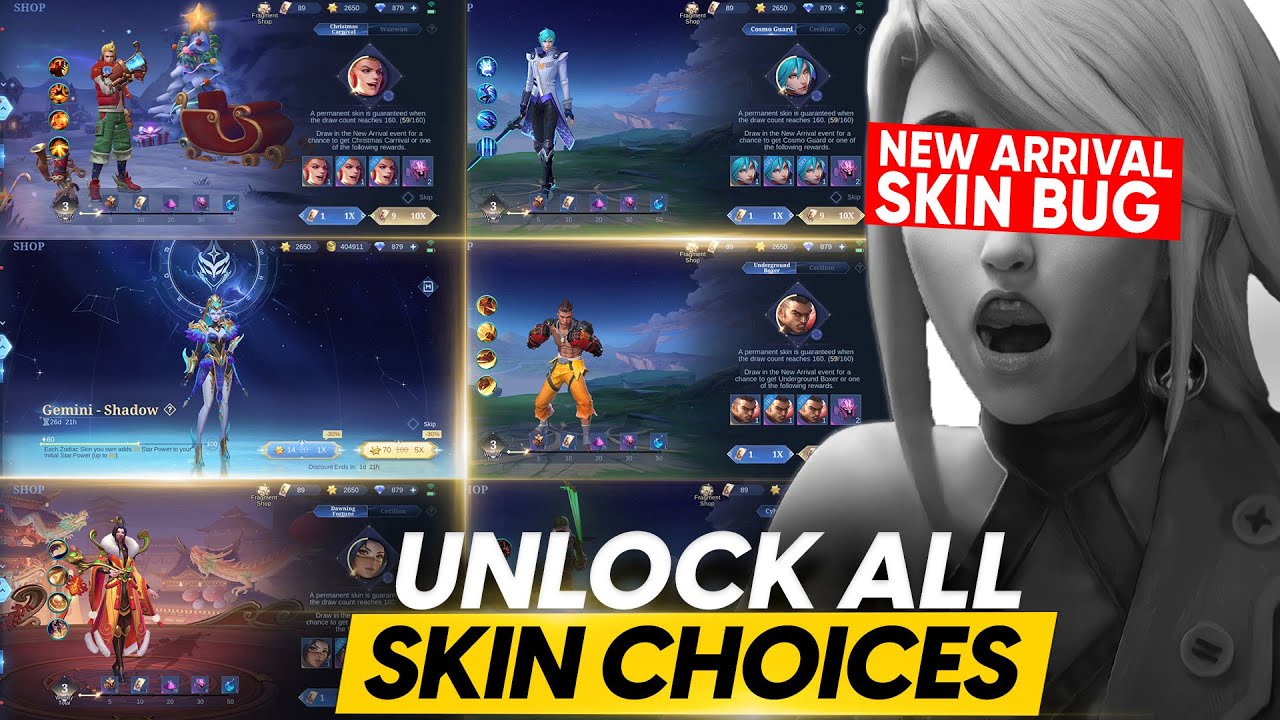 HOW TO UNLOCK ALL THE SKINS IN NEW ARRIVAL USING THIS TRICK | TIME LIMITED SKINS ZODIAC SKINS & MORE