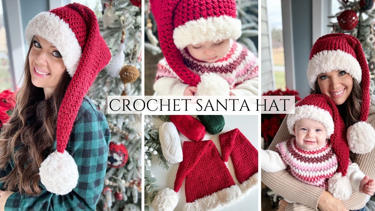 Bulky & Quick Santa Hat Crochet Pattern - Easy Holiday Crochet Hat with Fur