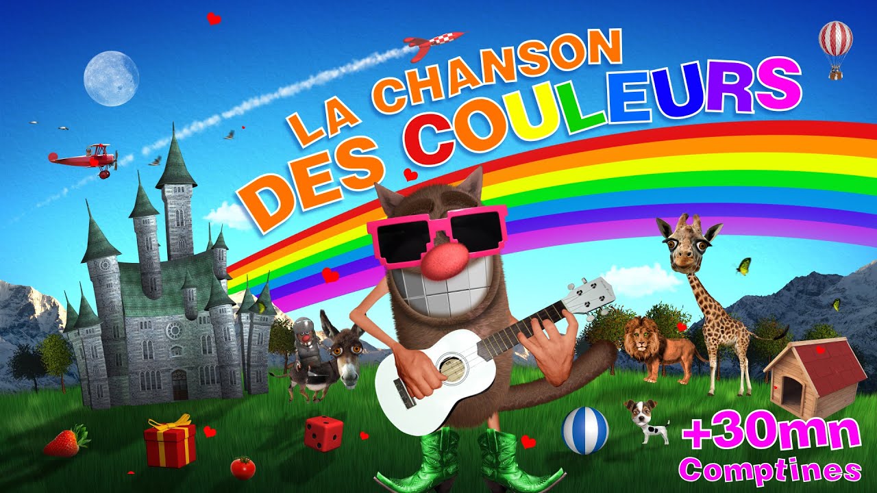 Comptine - La Chanson Des Couleurs par Foufou (Nursery Rhyme of the Song of Colors in FRENCH) 4K