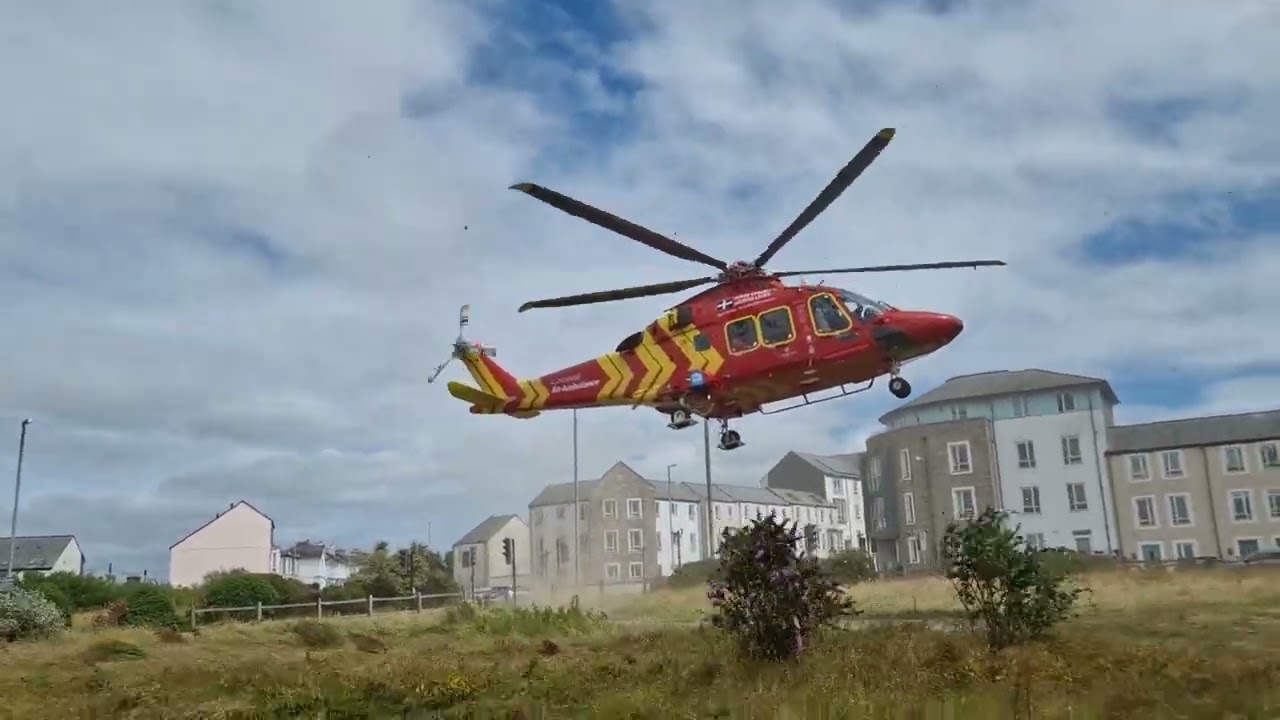 Cornwall Air Ambulance landing at Camborne Tesco 29.06.24