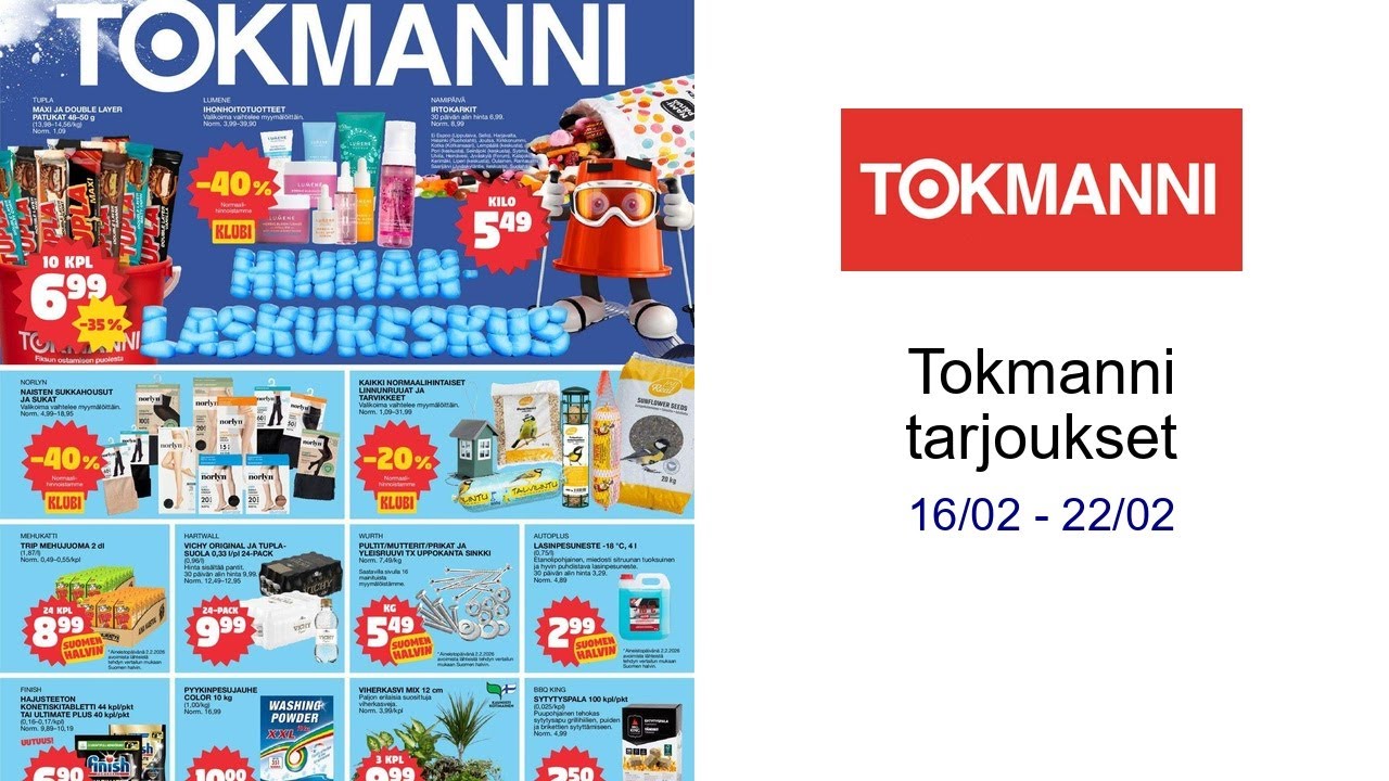 Tokmanni tarjoukset 16/02 - 22/02