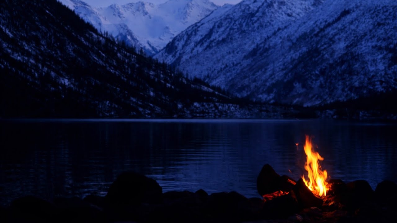 Campfire Sounds for Sleep 🔥 Night Lake Ambience (No Music)