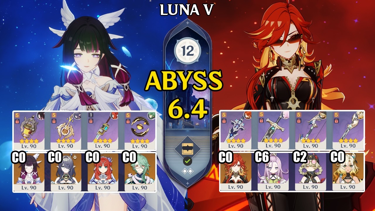 【Genshin Impact Бездна 6.4】C0 Колумбина Nilou Superbloom & C0 Мавуйка Vaporize｜原神 Spiral Abyss