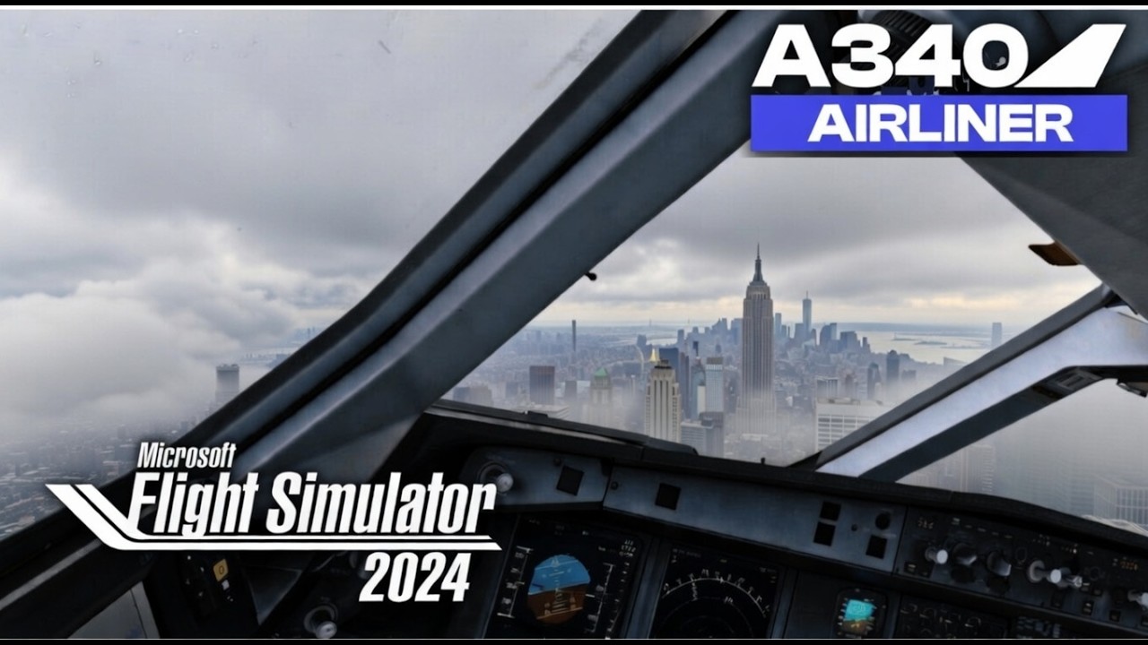 Flight Simulator: iniBuilds A340-300 Madrid - New York JFK | iberia Full Flight | MSFS2024 Español
