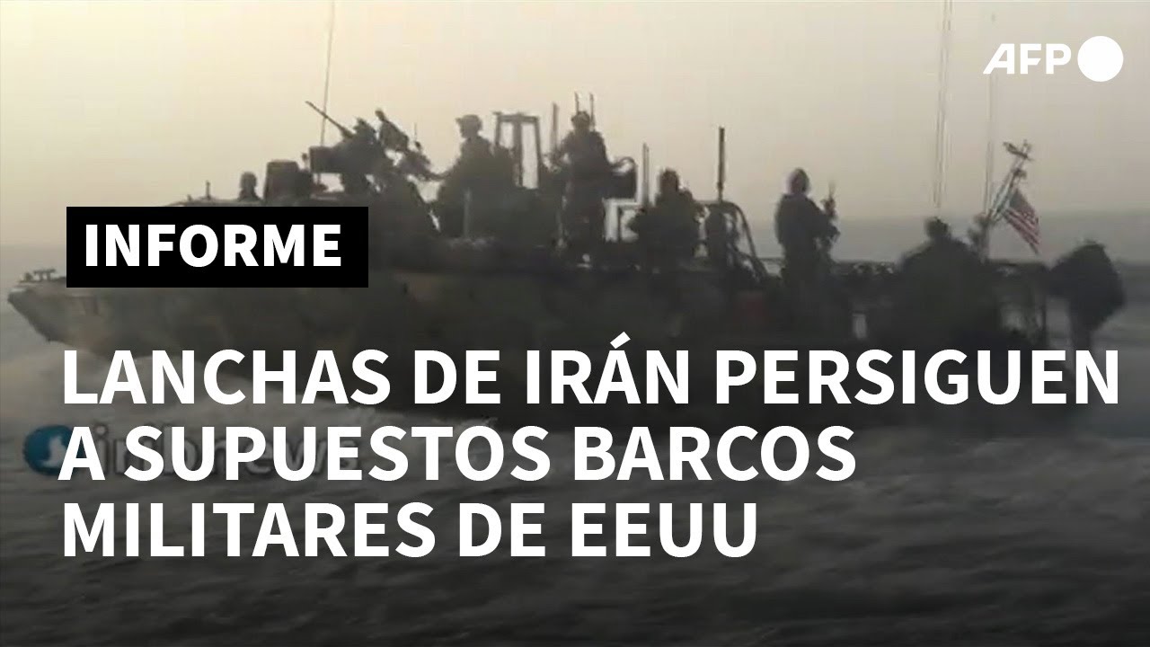 Televisión iraní muestra lanchas de Irán persiguiendo a buques 