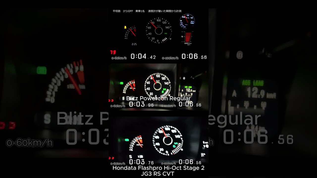 Honda N-ONE JG3 RS MT vs CVT Blitz vs CVT Hondata 加速　0-100kph