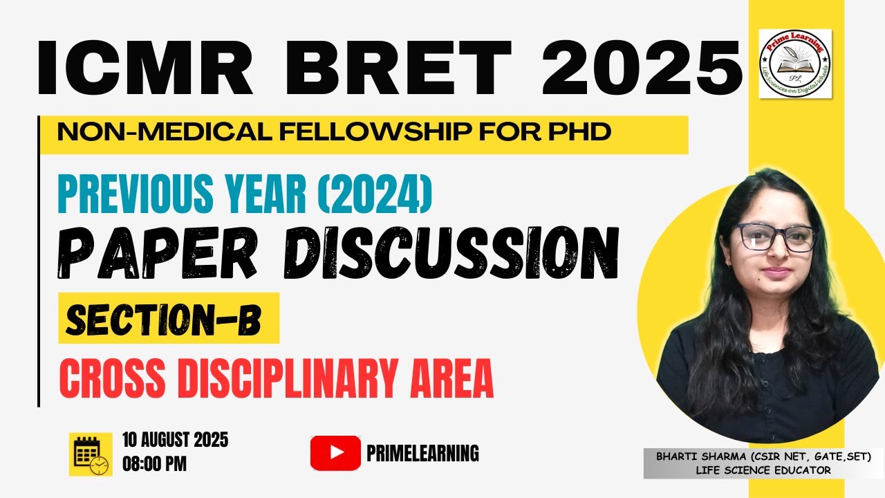 ICMR BRET 2024 Complete Paper Discussion | SECTION-B Cross Disciplinary Area | Biological Sciences