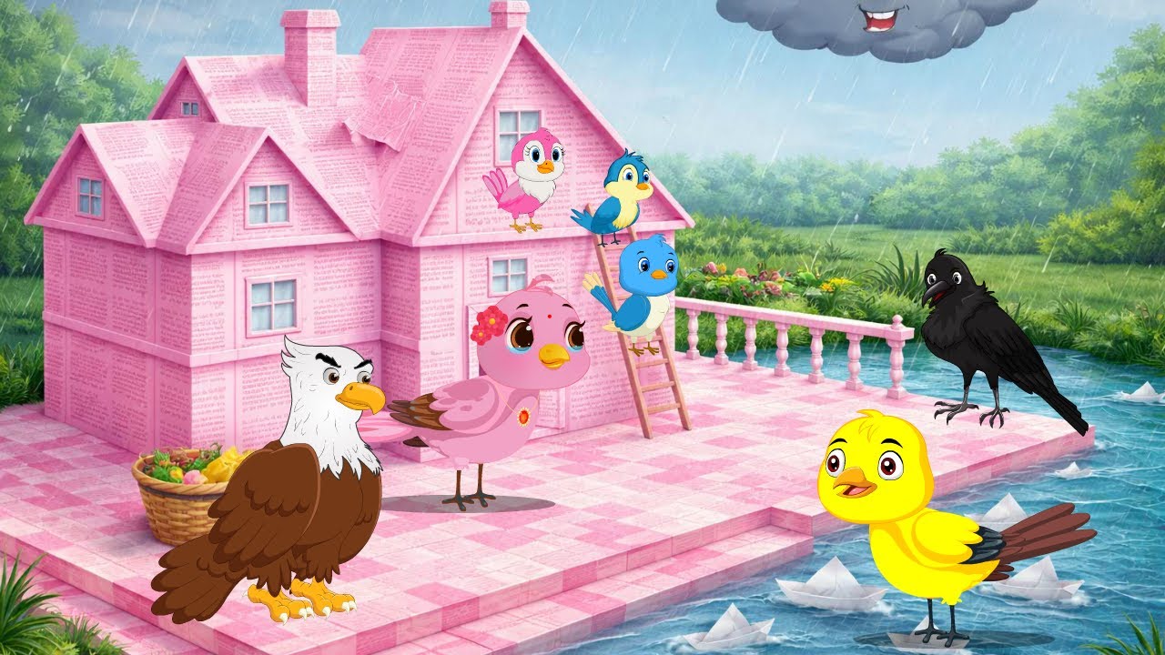 pink paper house | kauwa wala cartoon | gulabo chiryaa cartoon |
