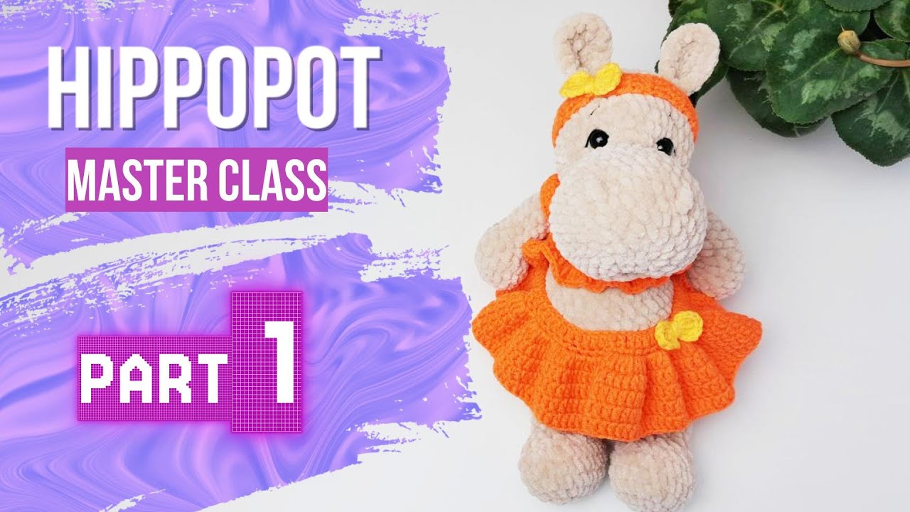 Crochet Plush Hippo Tutorial | Stuffed animal | Вяжем плюшевого бегемотика крючком | Часть 1