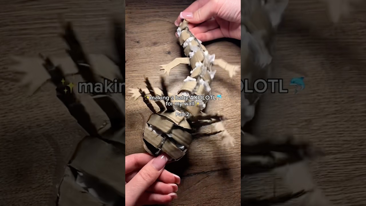 🦎🥹PART 2: Making a baby AXOLOTL for my wall | Cardboard Craft | DIY Shark Tutorial #cardboard #diy