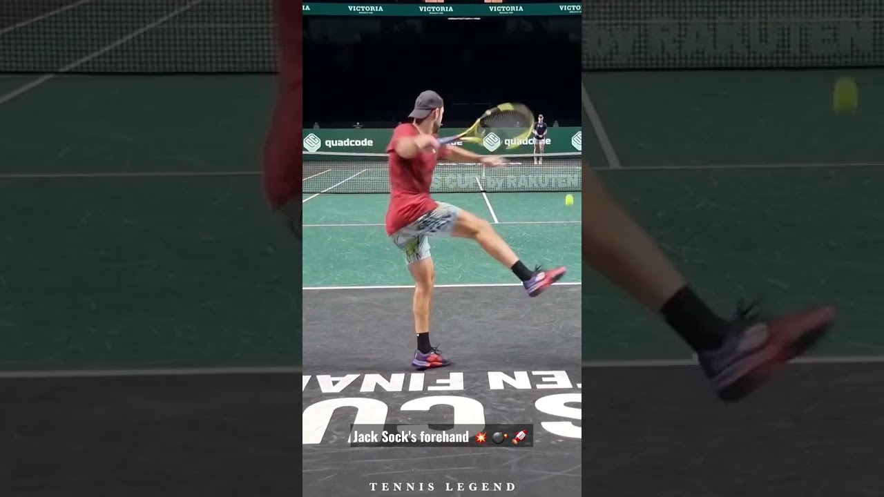 Jack Sock sending some forehand bombs during a practice at the Davis Cup Finals 2022 in Malaga